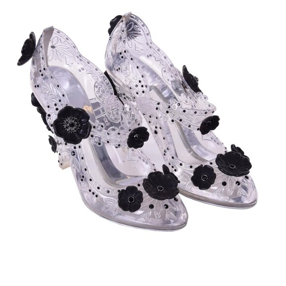 Dolce & Gabbana - Transparent Cinderella PVC Crystal Flower Pumps Black 36 6 - Picture 2 of 5